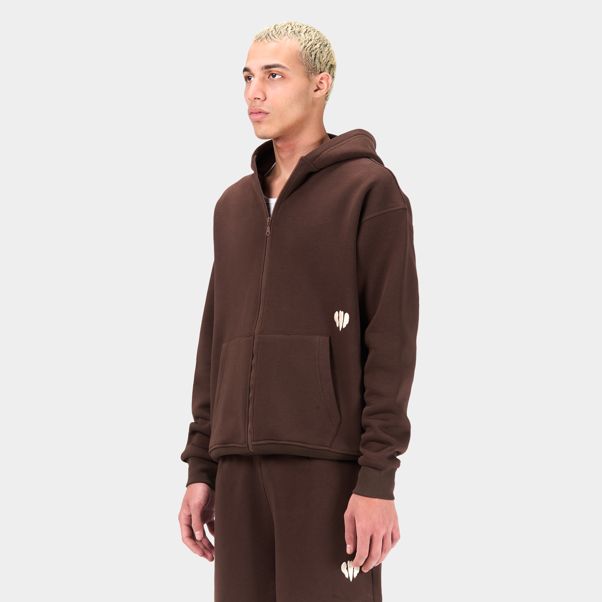 Zipped Embroidered Hoodie