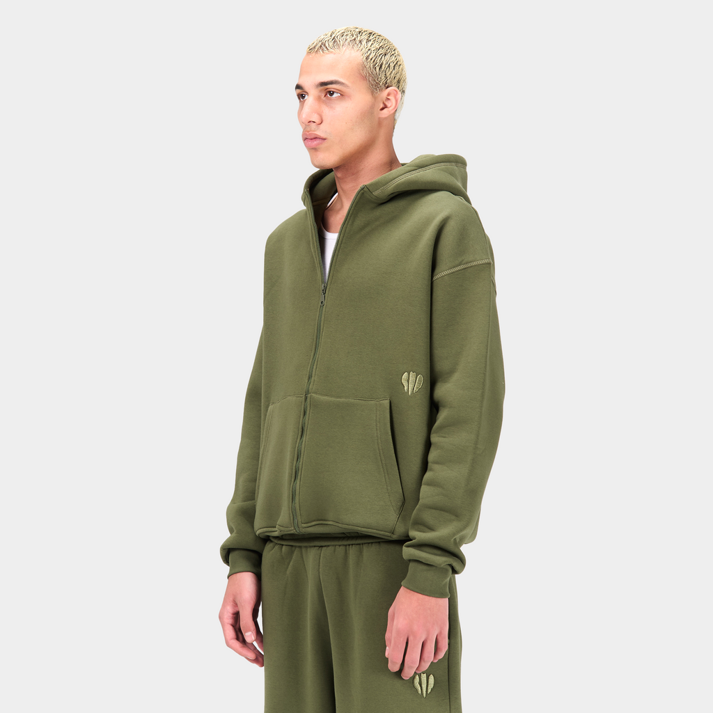 Zipped Embroidered Hoodie