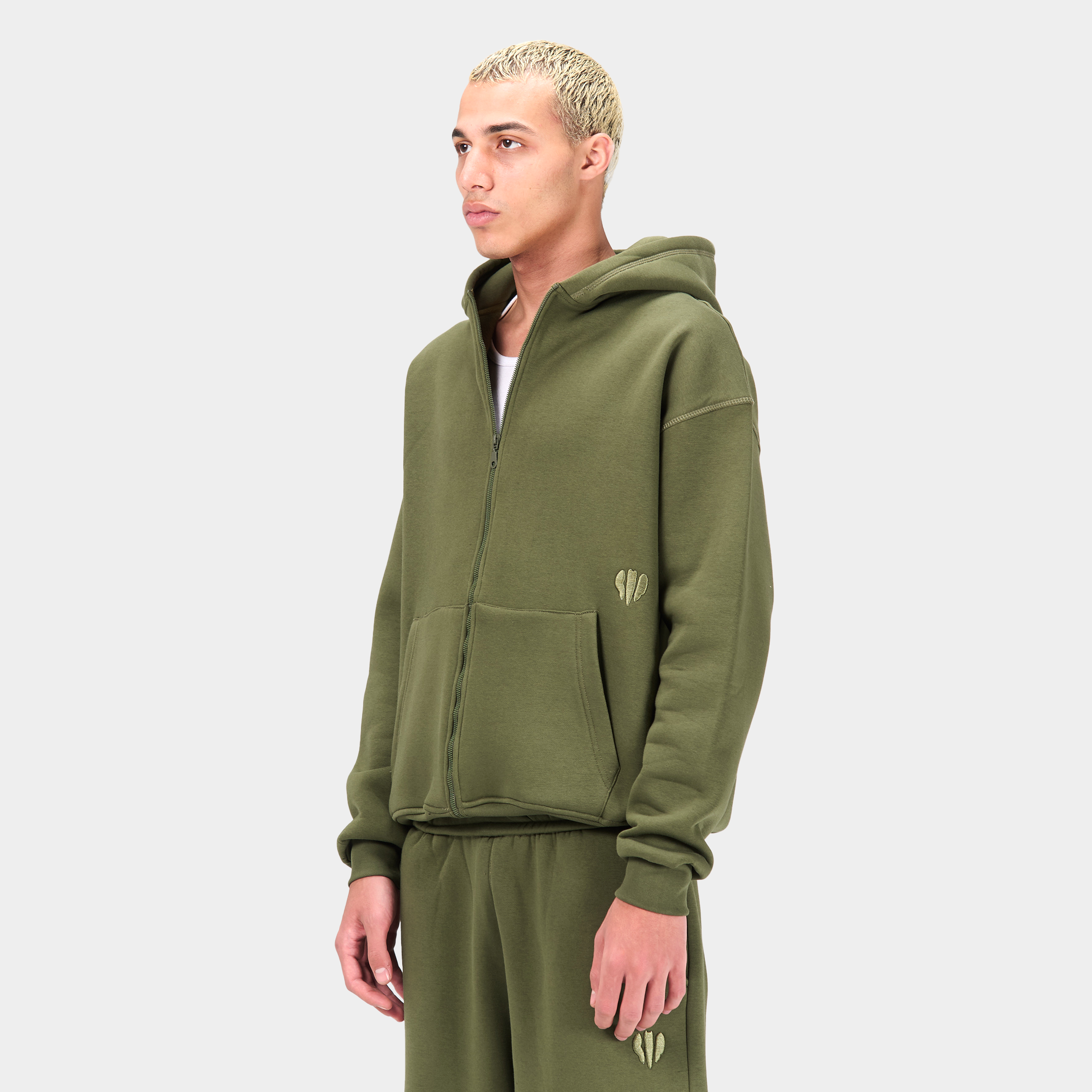 Zipped Embroidered Hoodie