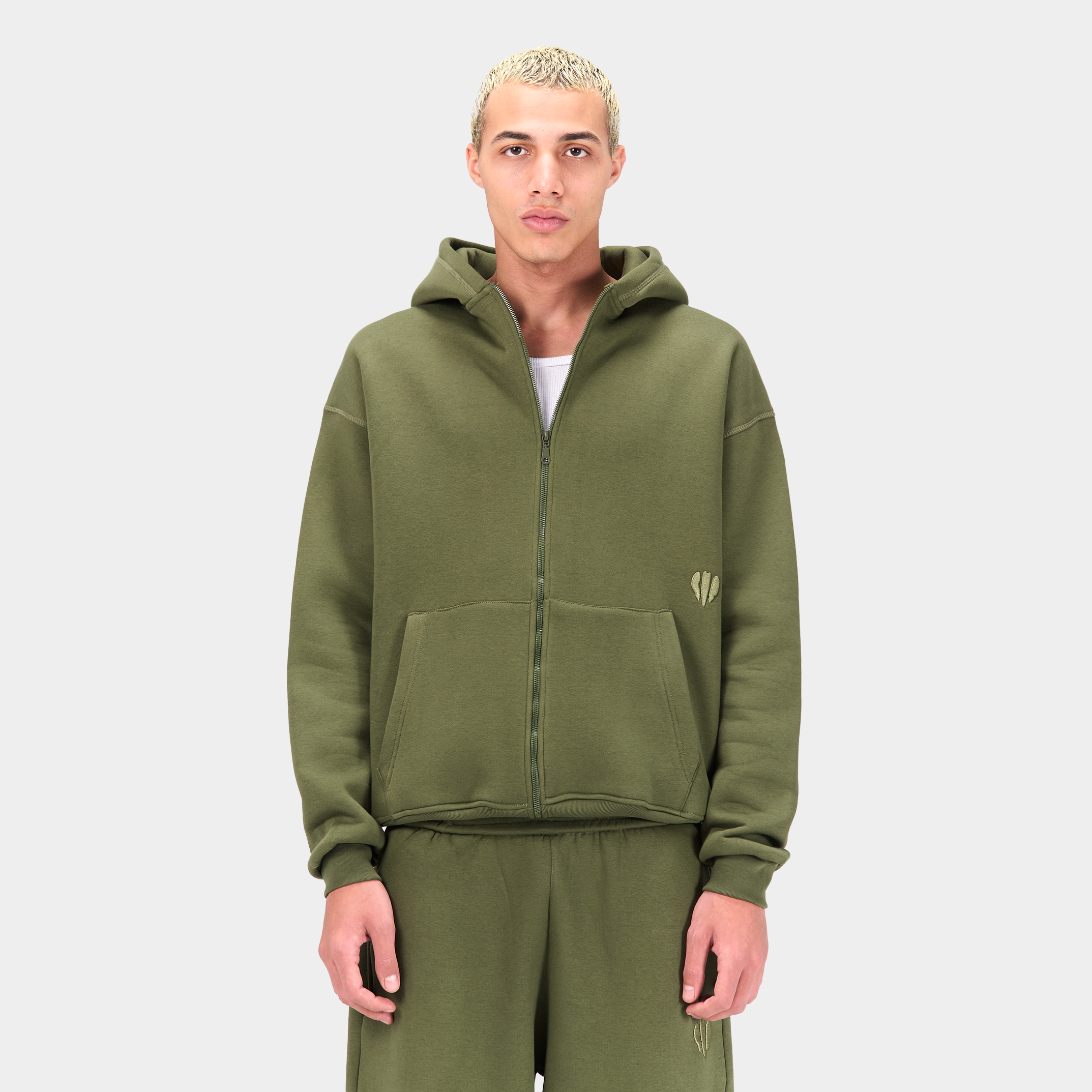 Zipped Embroidered Hoodie